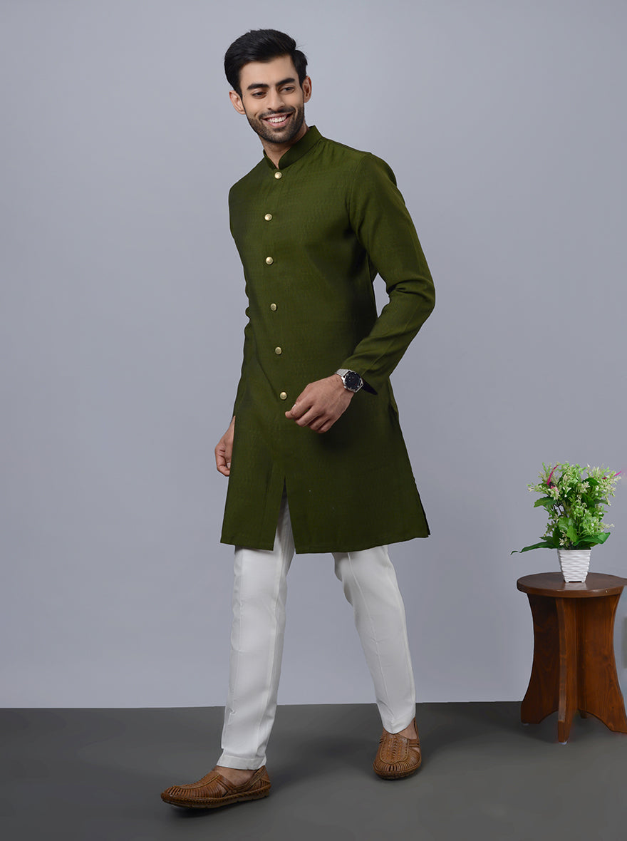 Traditional kurta for men, featuring intricate embroidery for style.