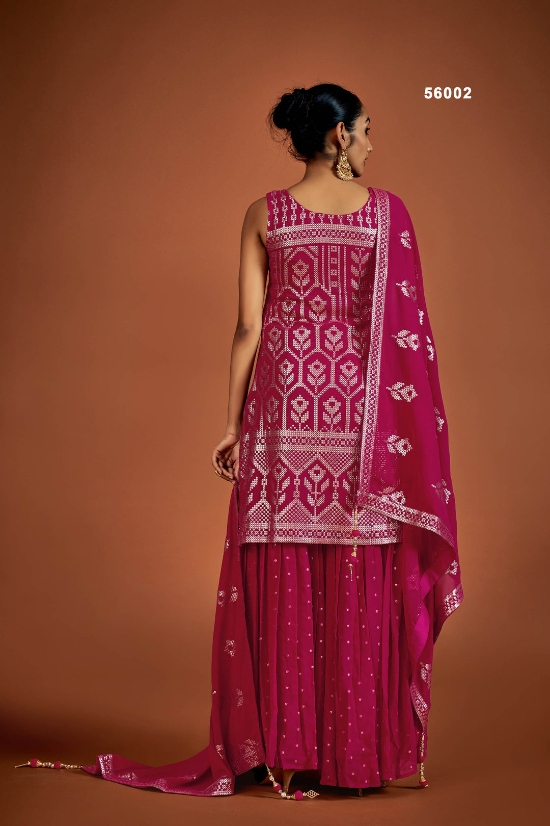 Pink Georgette Salwar Suit | Stylish Sequins Work Outfit