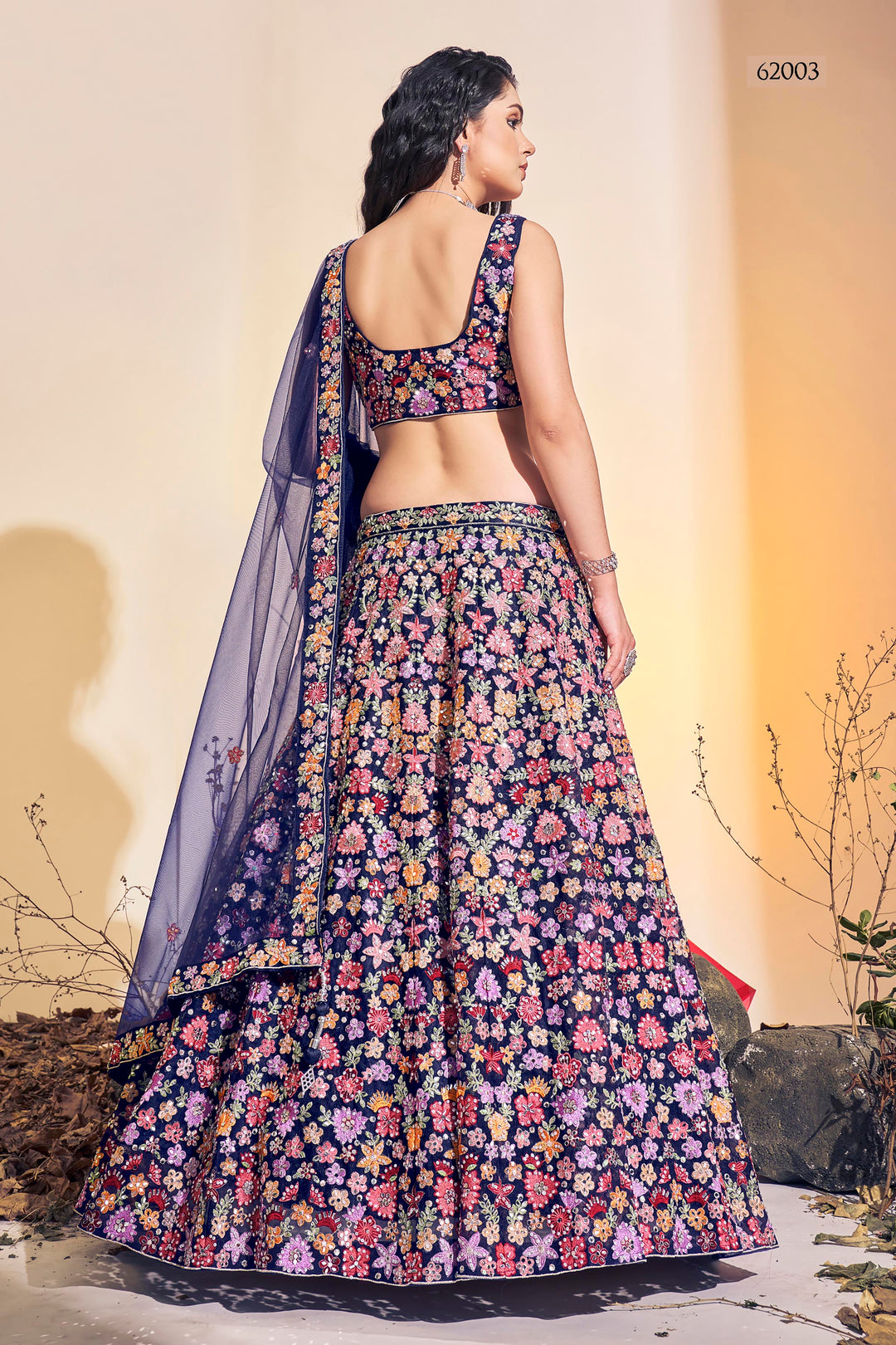 Elegant Handwork Soft Net Lehenga | Bridal Outfit with Thread Details