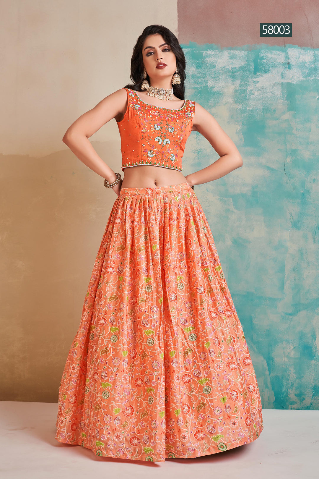 Digital Print Chinon Lehenga | Elegant Festive Wear with Georgette Dupatta