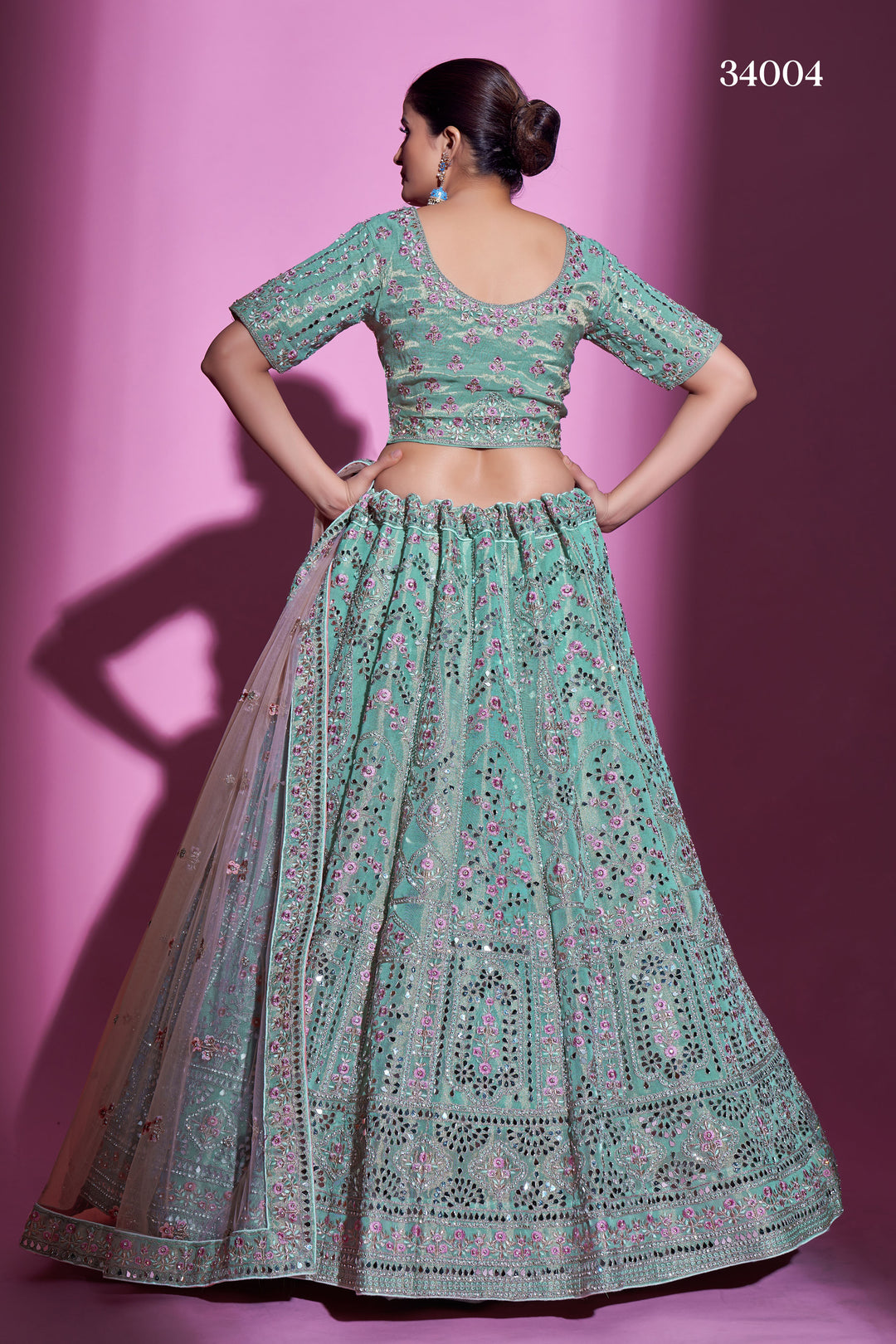 Gota Silk Lehenga with Sequins & Mirror Work | Designer Party Wear for Women