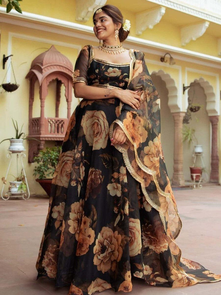 Floral Printed Lehenga Choli Set | Semi-Stitched Traditional Party Wear