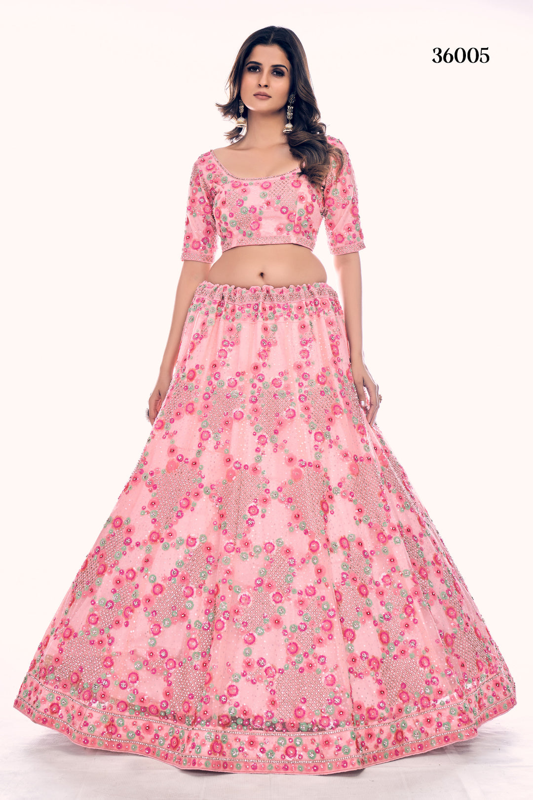 Designer Soft Net Lehenga Choli Set | Bridal Embroidered Lehenga for Women