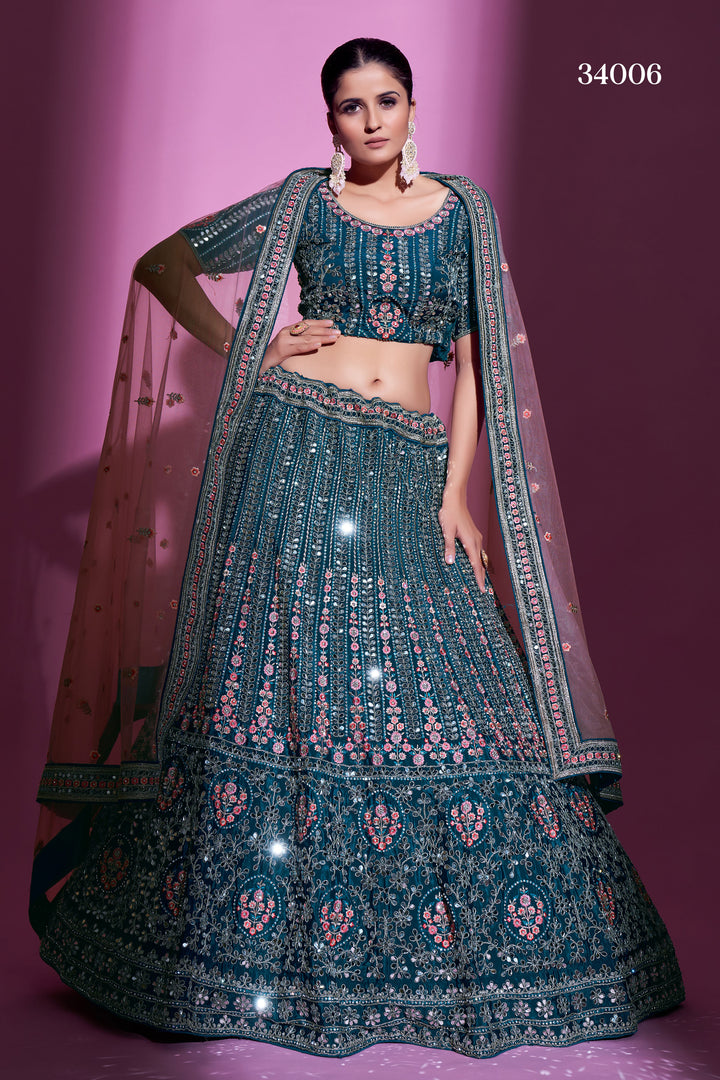 Crepe Lehenga with Sequins & Mirror Work | Elegant Ethnic Wear for Women