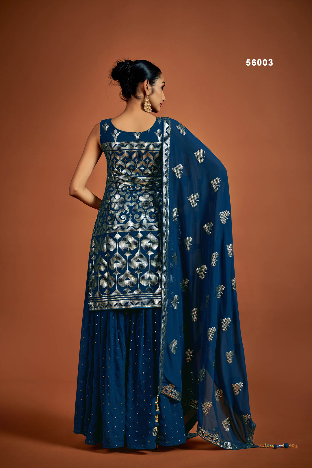 Navy Blue Georgette Salwar Suit | Elegant Sequins Ethnic Wear