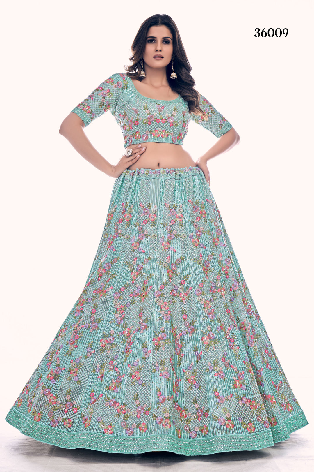 Intricate Embroidered Bridal Lehenga | Designer Soft Net Wedding Outfit