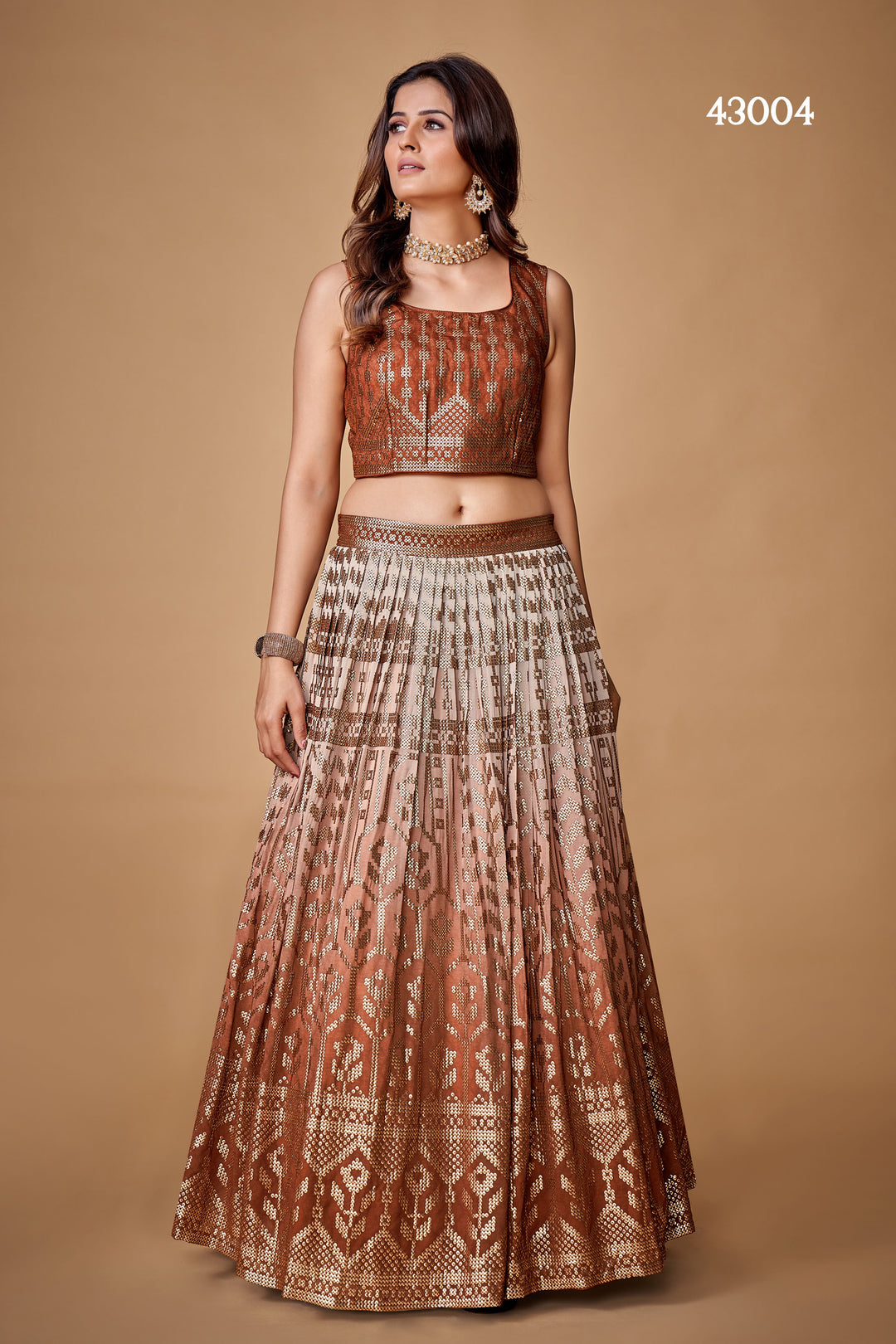 Brown Georgette Lehenga | Bridal Lehenga Choli Set for Weddings