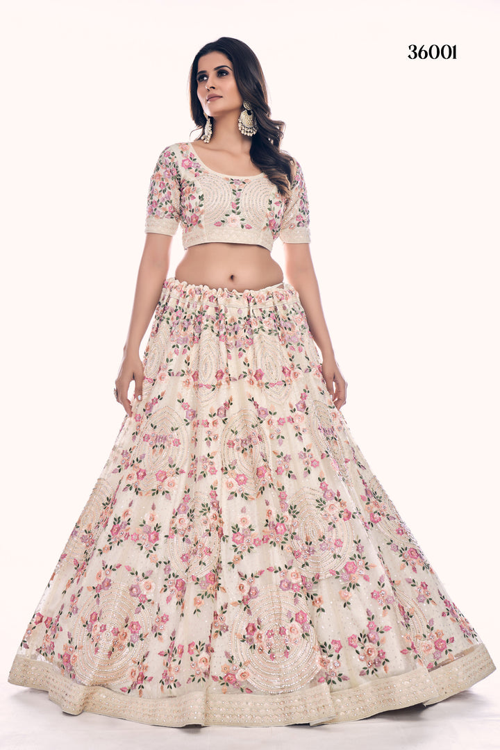 Designer Embroidered Lehenga Choli Set | Soft Net Lehenga for Women