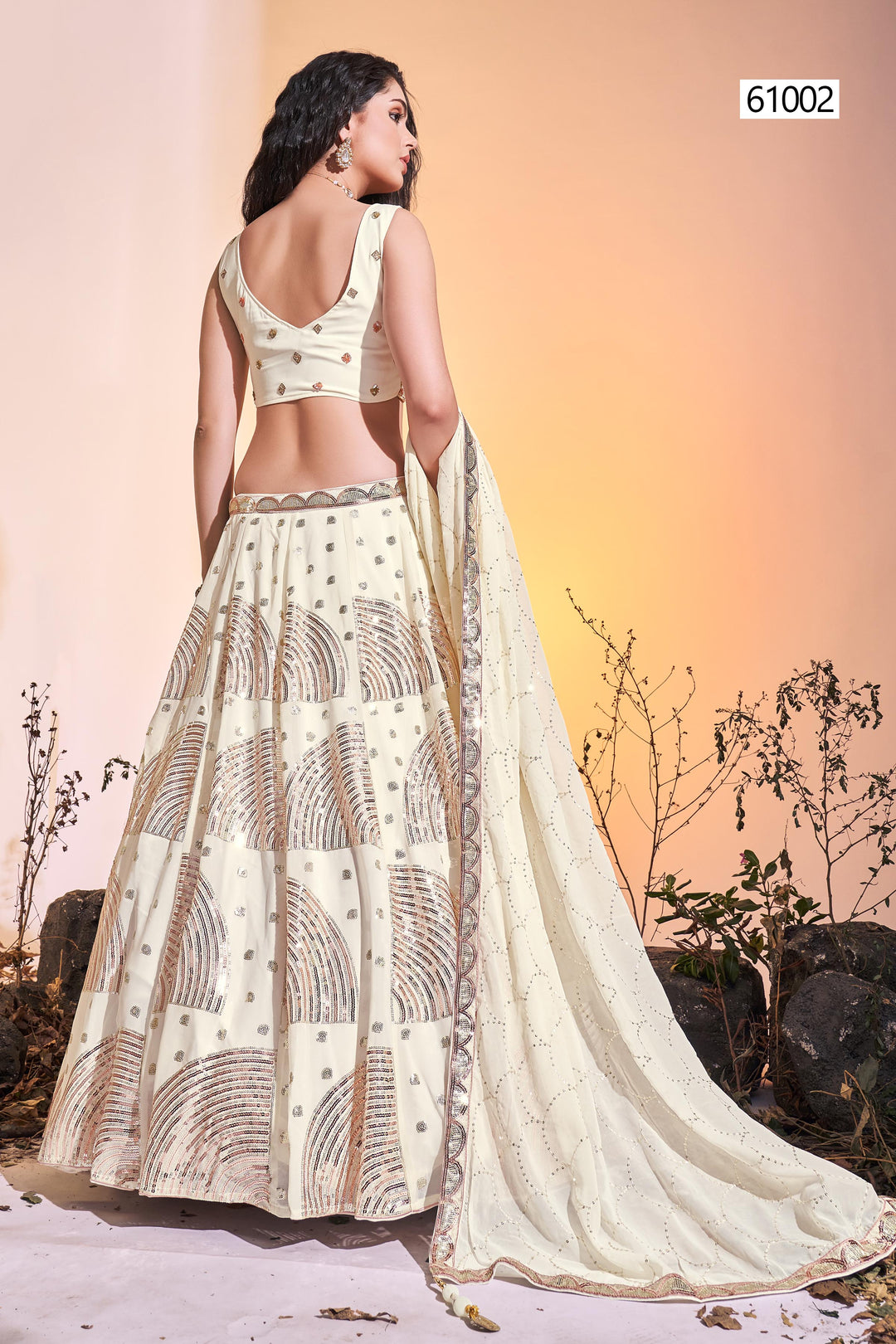 Georgette Ready-to-Wear Lehenga | Sequins Embroidered Blouse & Dupatta