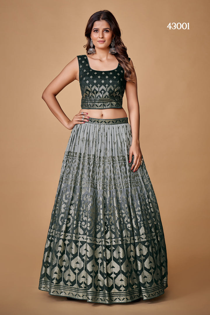 Black Georgette Lehenga Choli | Sequins Work for Weddings & Parties