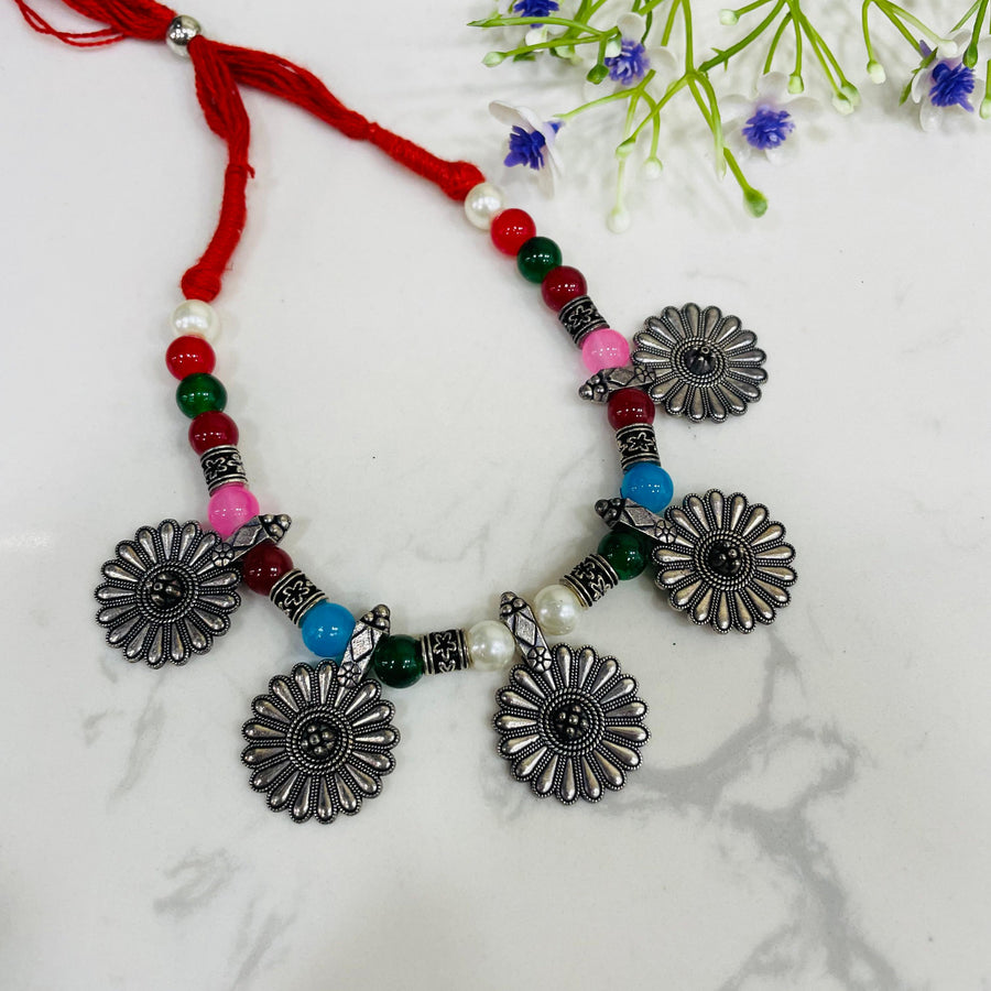 Gorgeous oxidised necklace set, ideal for enhancing ethnic fashion.