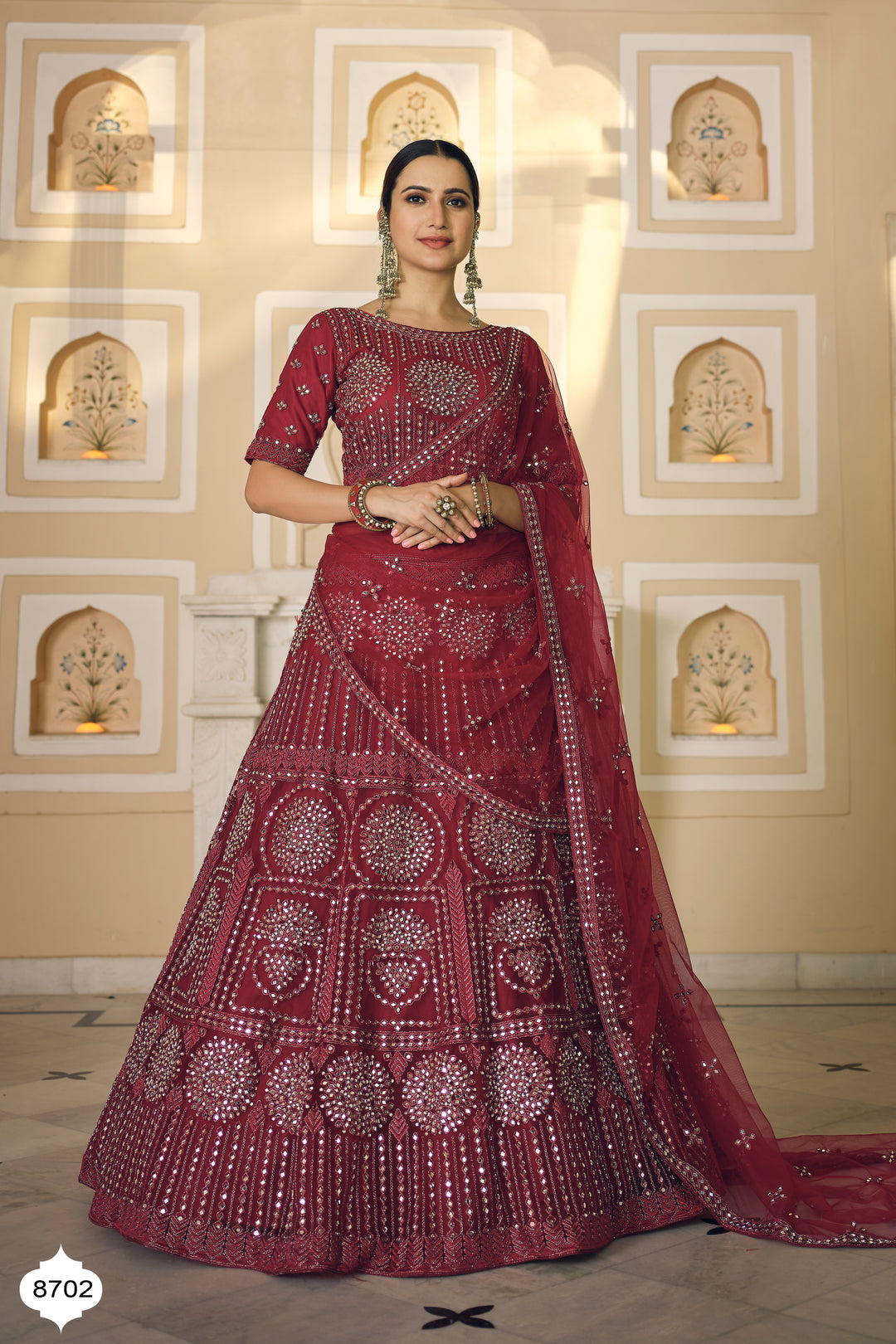 Maroon Lehenga Set | Dori & Mirror Work Bridal Lehenga Choli