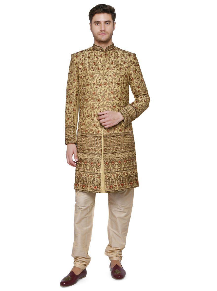 Elegant sherwani tailored for sophisticated men, perfect for impressing guests at events.