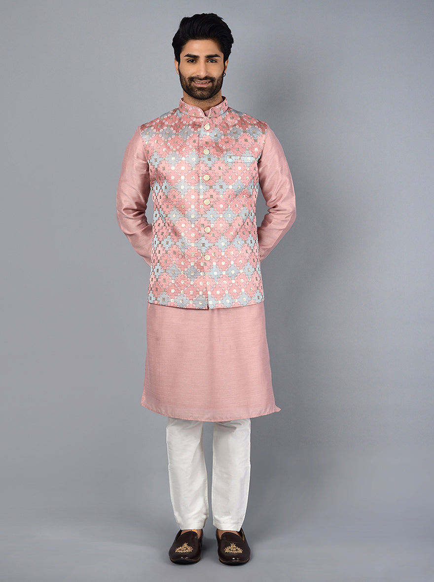 Traditional onion pink kurta, ideal for special occasions in the USA.