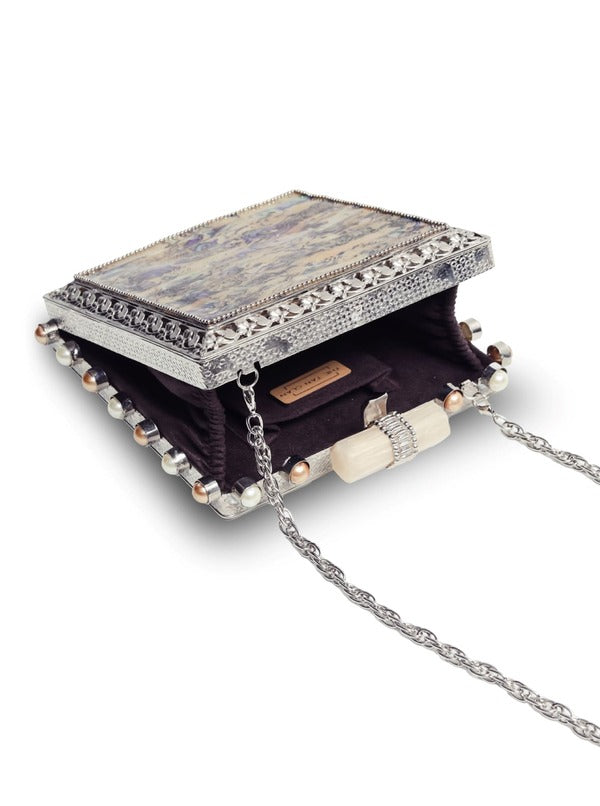 Salma Mother of Pearl Clutch | Elegant High-End Fashion Accessory