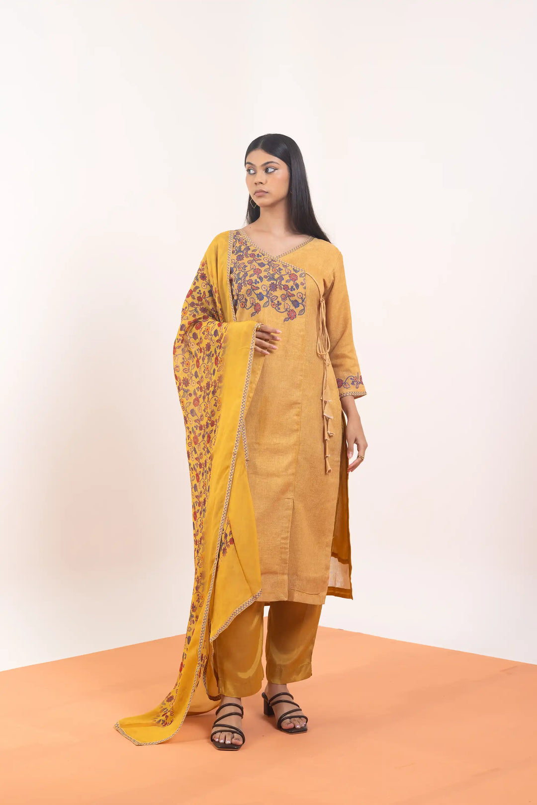 Kurtis Set mustard | A Blend of linen and embroidery work for Style