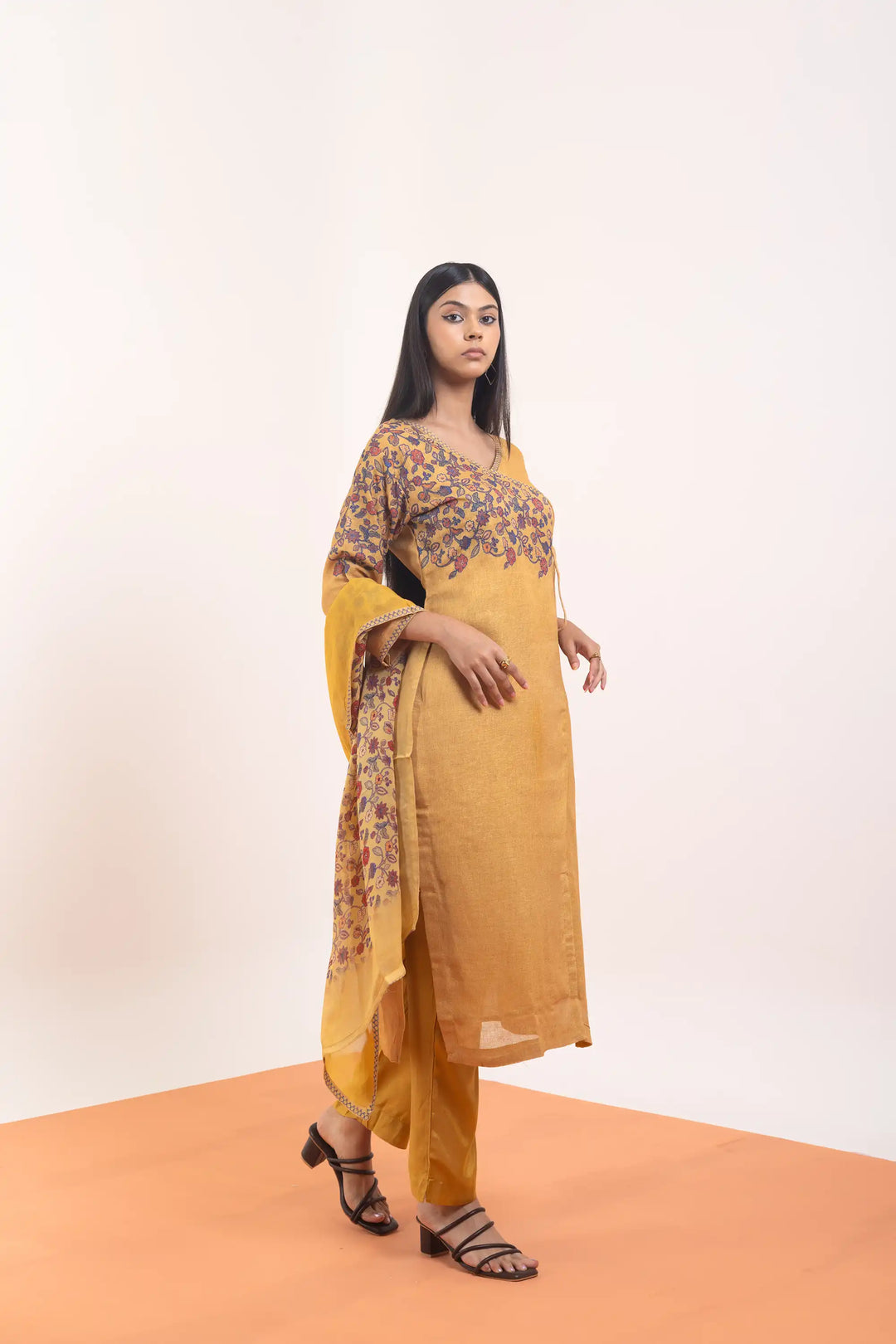 Kurtis Set mustard | A Blend of linen and embroidery work for Style