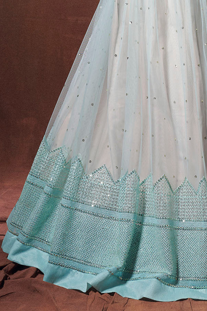 Light Blue Lehenga | Soft Net Lehenga Choli | Wedding Party Wea