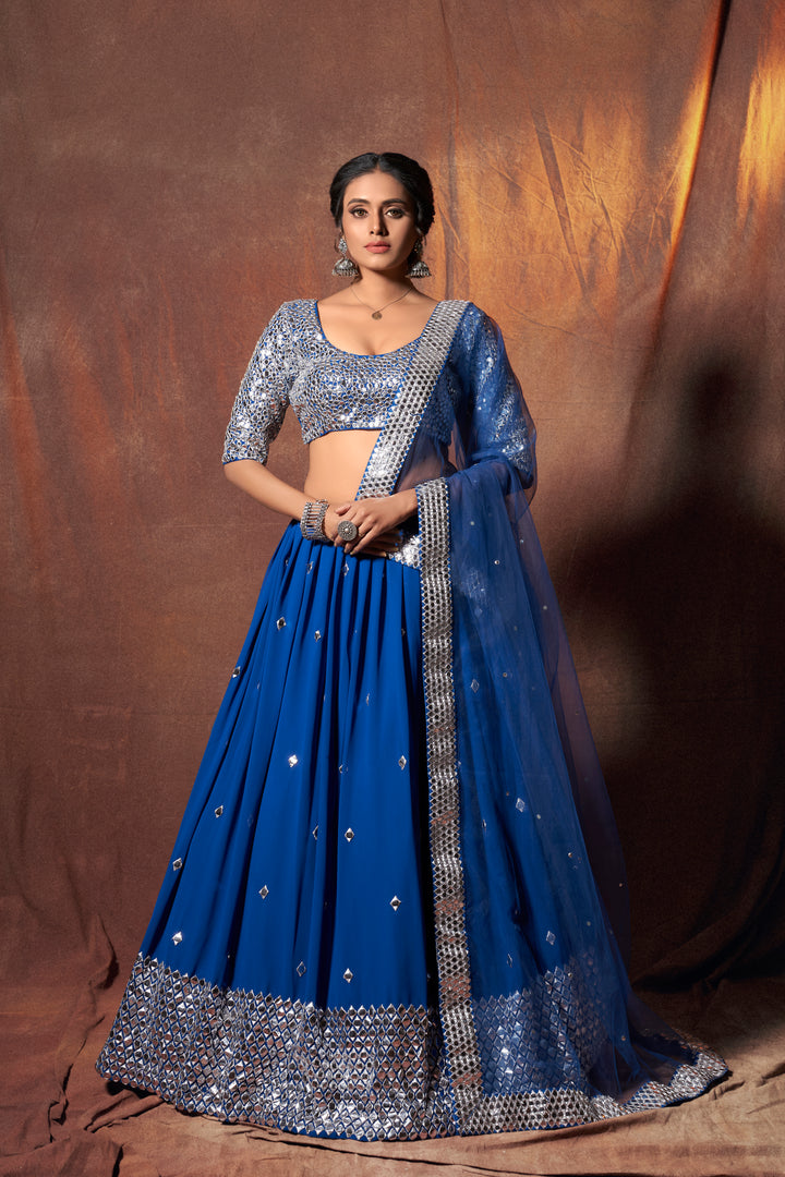 Blue Georgette Bridal Lehenga | Traditional Wedding Lehenga Choli