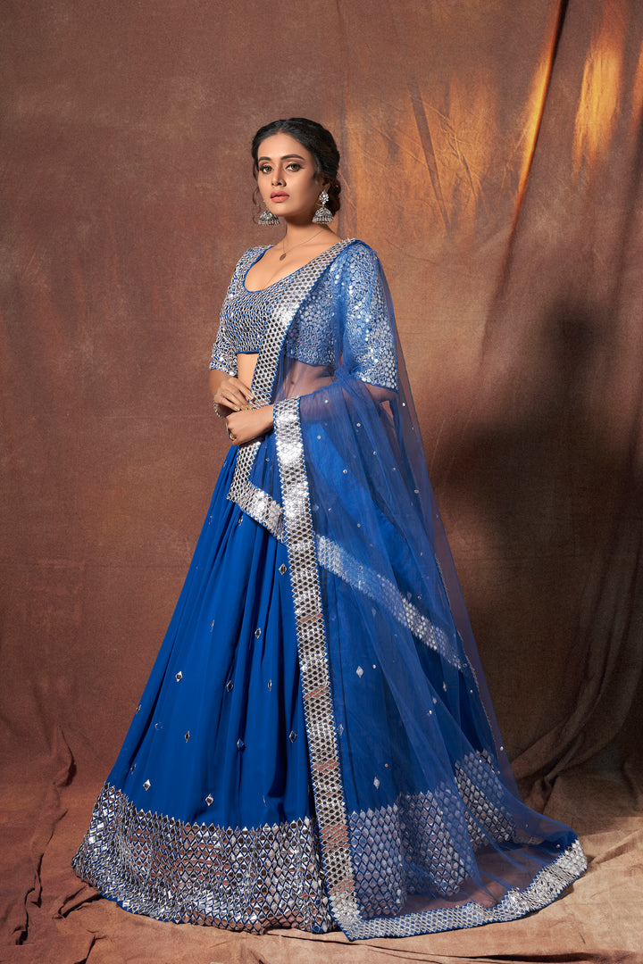 Blue Georgette Bridal Lehenga | Traditional Wedding Lehenga Choli