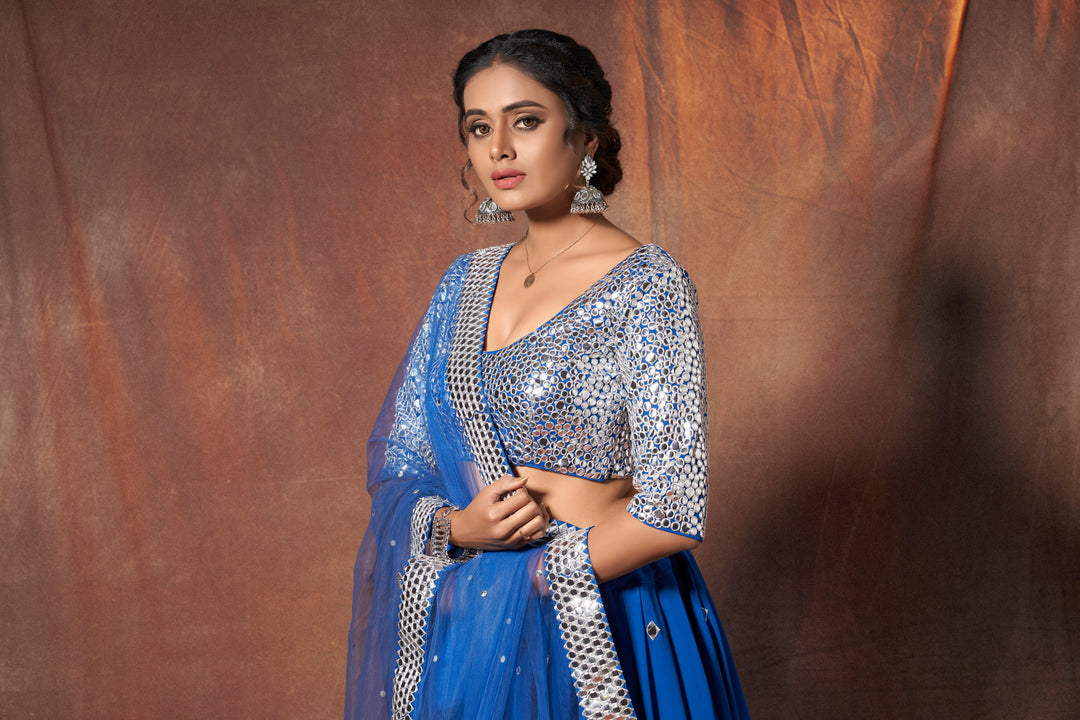 Blue Georgette Bridal Lehenga | Traditional Wedding Lehenga Choli