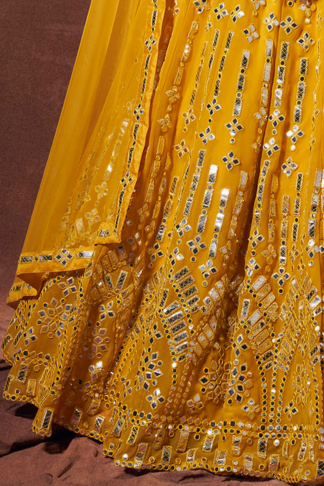 Festive Yellow Georgette Lehenga Choli Set | Indian Lehenga Choli