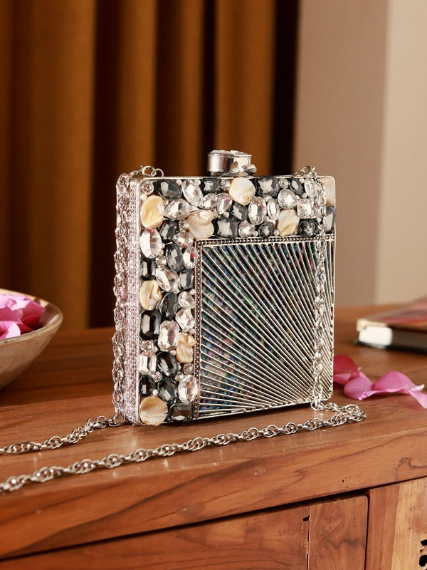 Aqsa Embellished Brass Clutch | Unique Brass Bag for Special Occasions