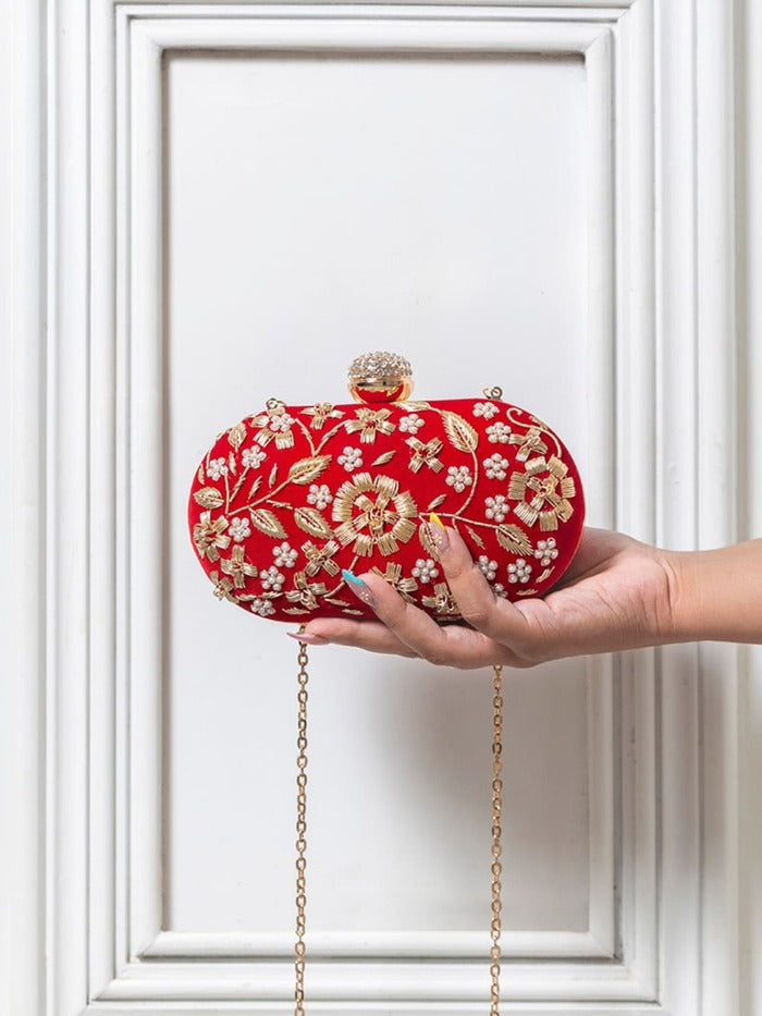 Baiza Zardozi Hand Embroidered Clutch | Timeless Luxury for Any Occasion