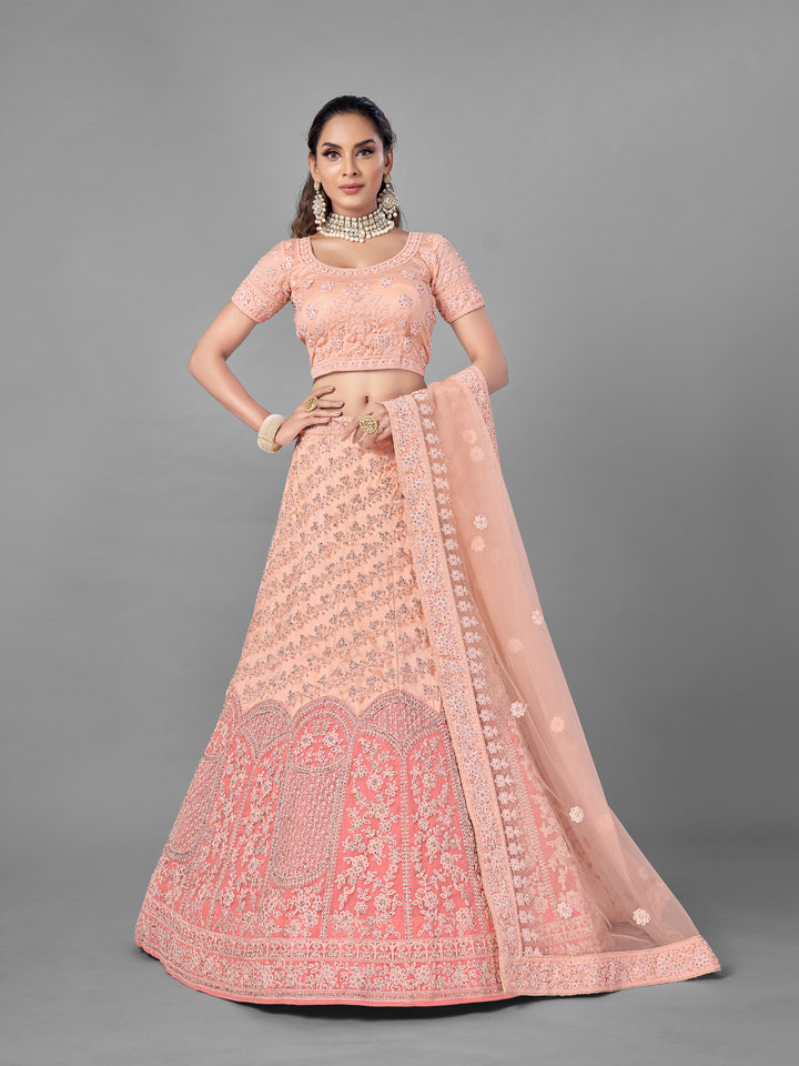 Elegant Peach Lehenga | Dori & Zarkan Work for Weddings & Festivals