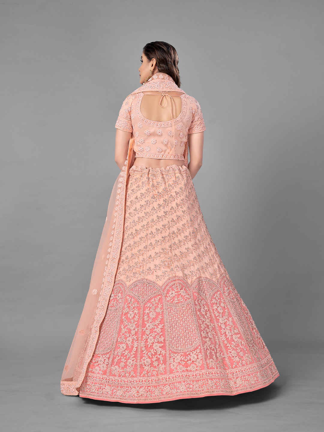 Elegant Peach Lehenga | Dori & Zarkan Work for Weddings & Festivals