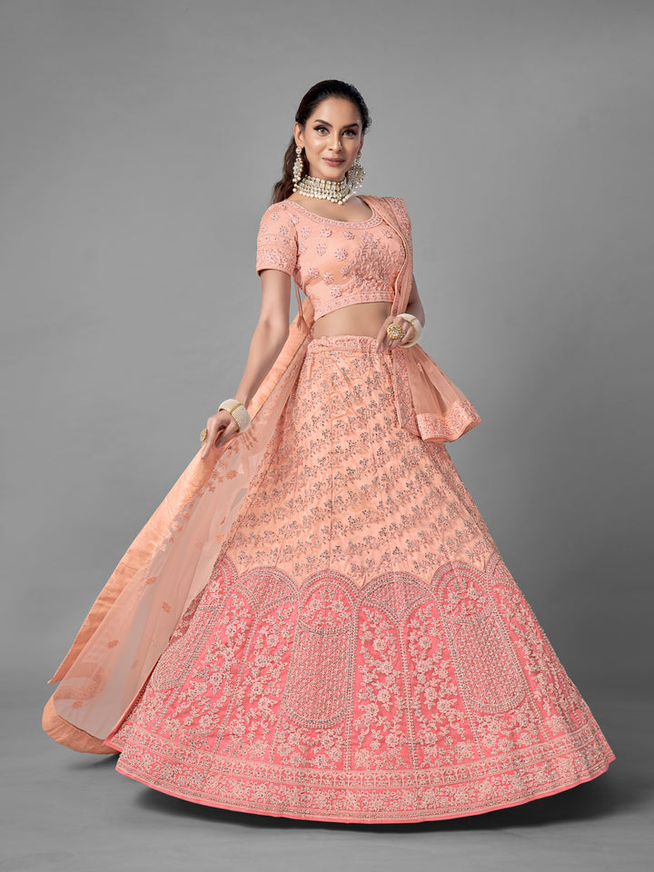 Elegant Peach Lehenga | Dori & Zarkan Work for Weddings & Festivals