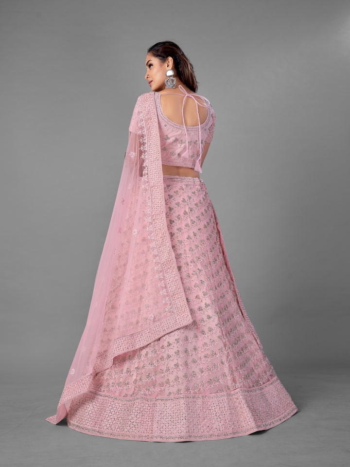 Enchanting Pink Lehenga | Soft Net with Dori & Zarkan Work