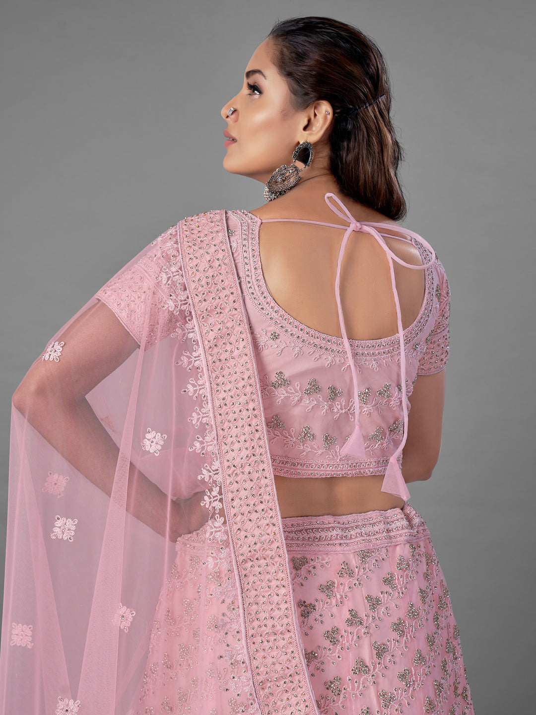 Enchanting Pink Lehenga | Soft Net with Dori & Zarkan Work