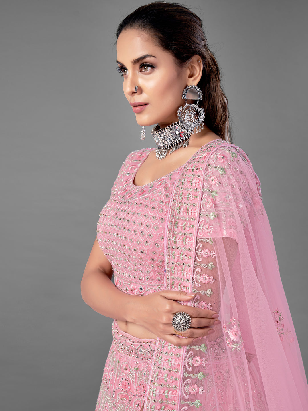 Stunning Pink Lehenga Choli | Elegant Thread & Zarkan Detailing