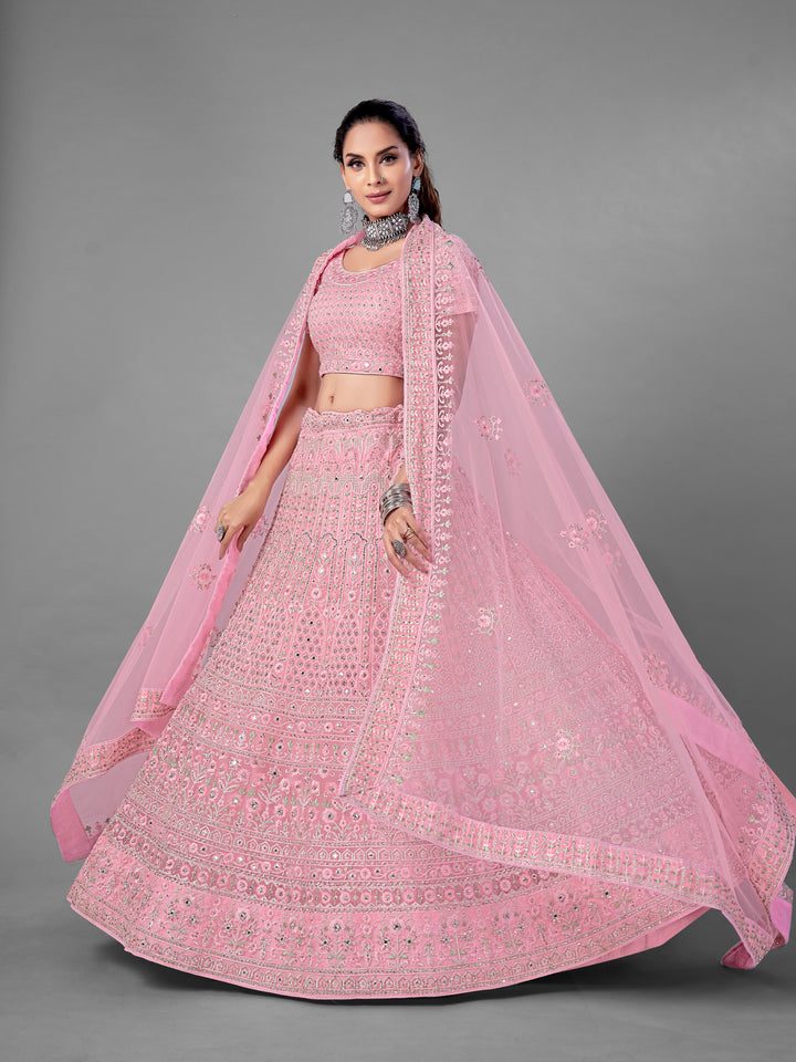 Stunning Pink Lehenga Choli | Elegant Thread & Zarkan Detailing