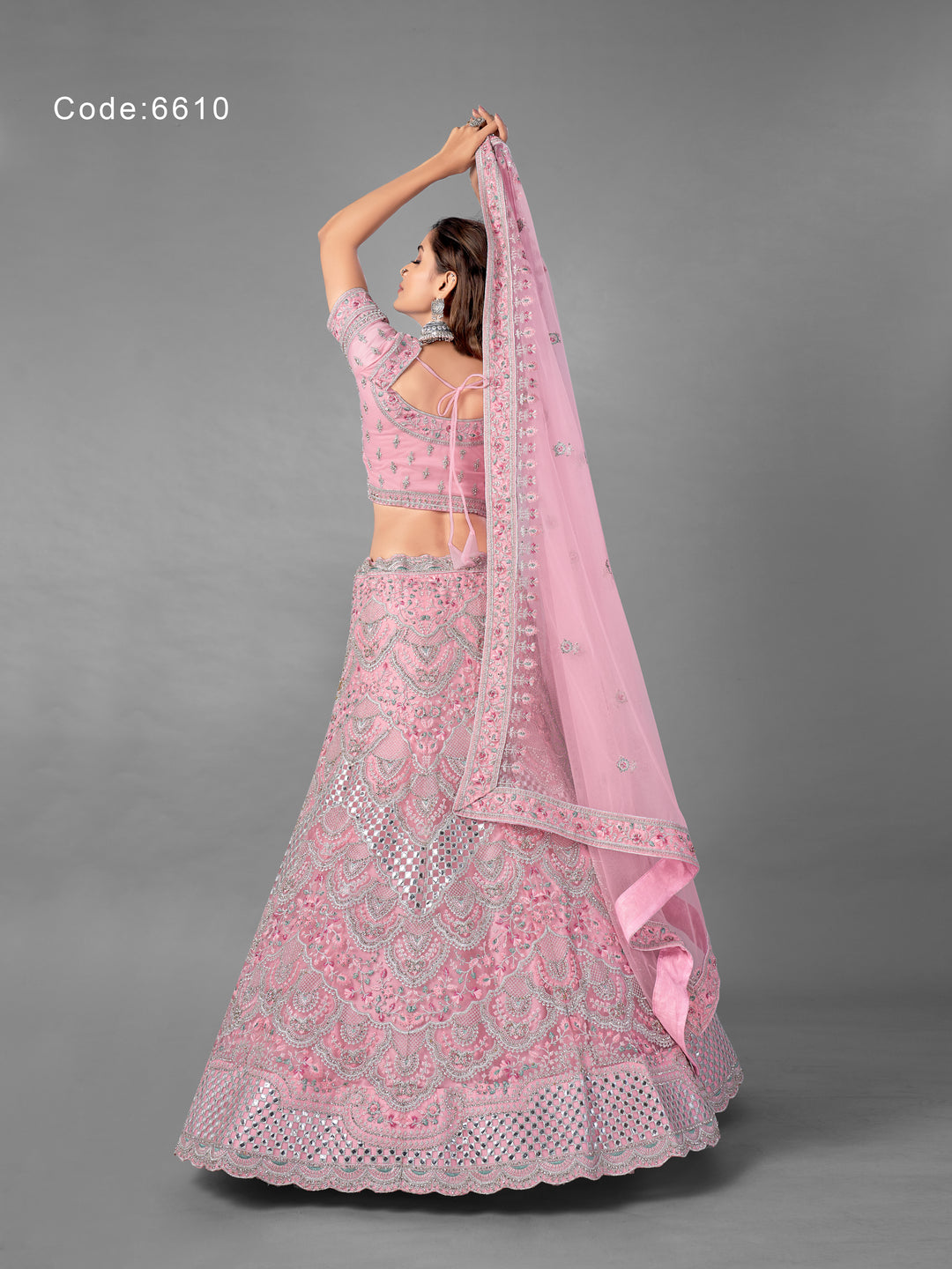 Captivating Pink Soft Net Lehenga | Intricate Gota & Zarkan Work