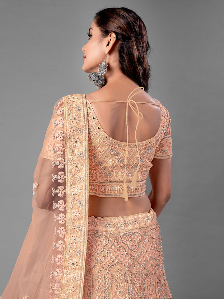 Elegant Peach Lehenga | Zari, Zarkan & Dori Work for Weddings