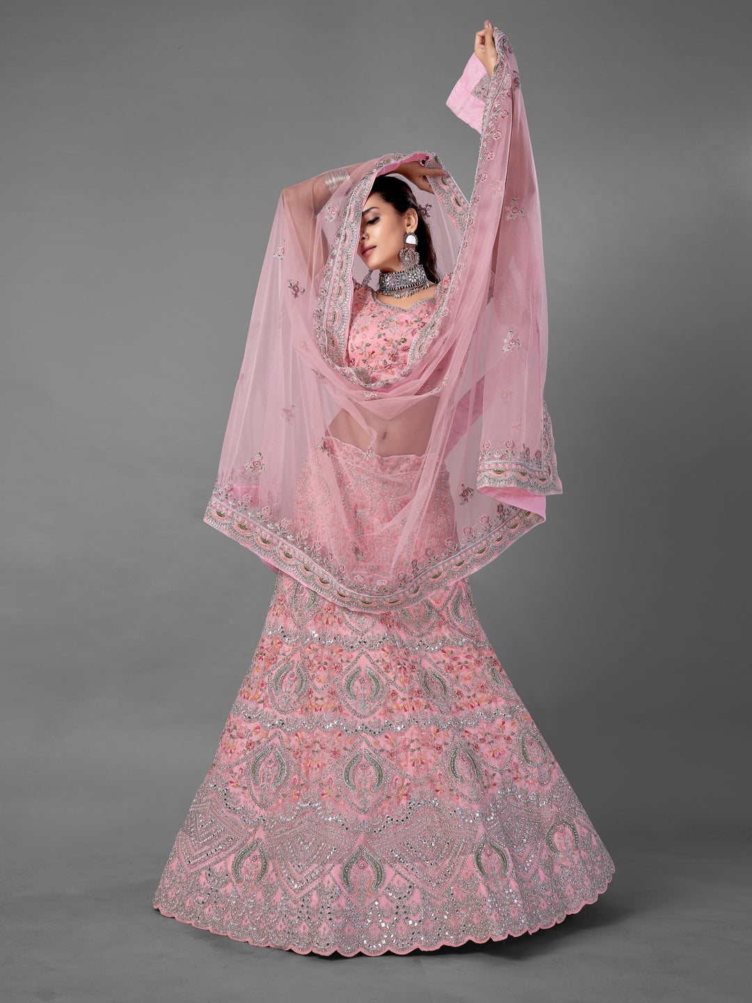 Elegant Pink Lehenga | Dori, Zarkan & Thread Work for Weddings