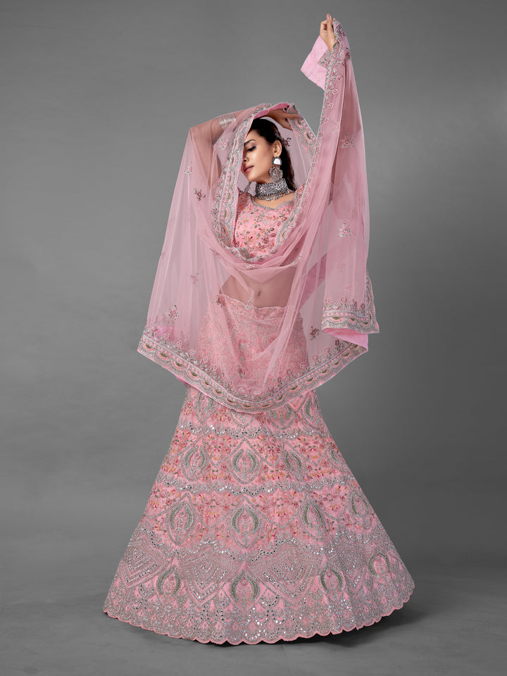 Elegant Pink Lehenga | Dori, Zarkan & Thread Work for Weddings