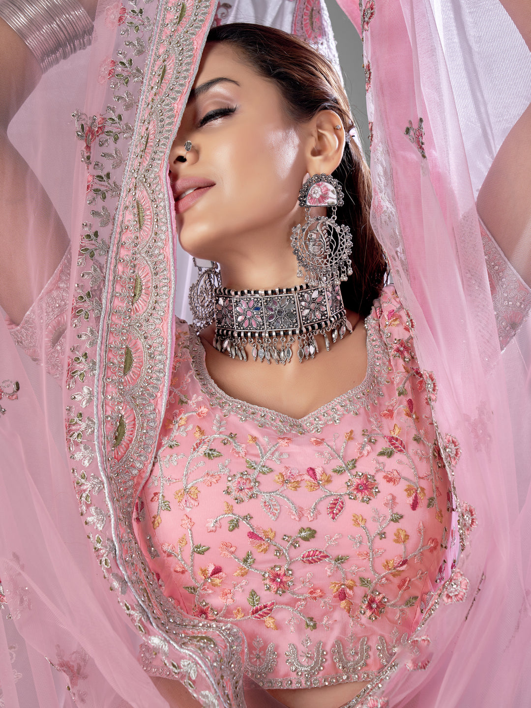 Elegant Pink Lehenga | Dori, Zarkan & Thread Work for Weddings