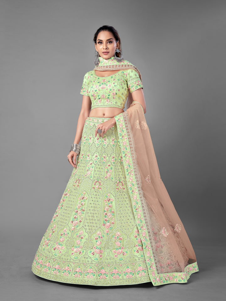 Bridal Soft Net Lehenga Choli | Intricate Dori & Zarkan Work Set