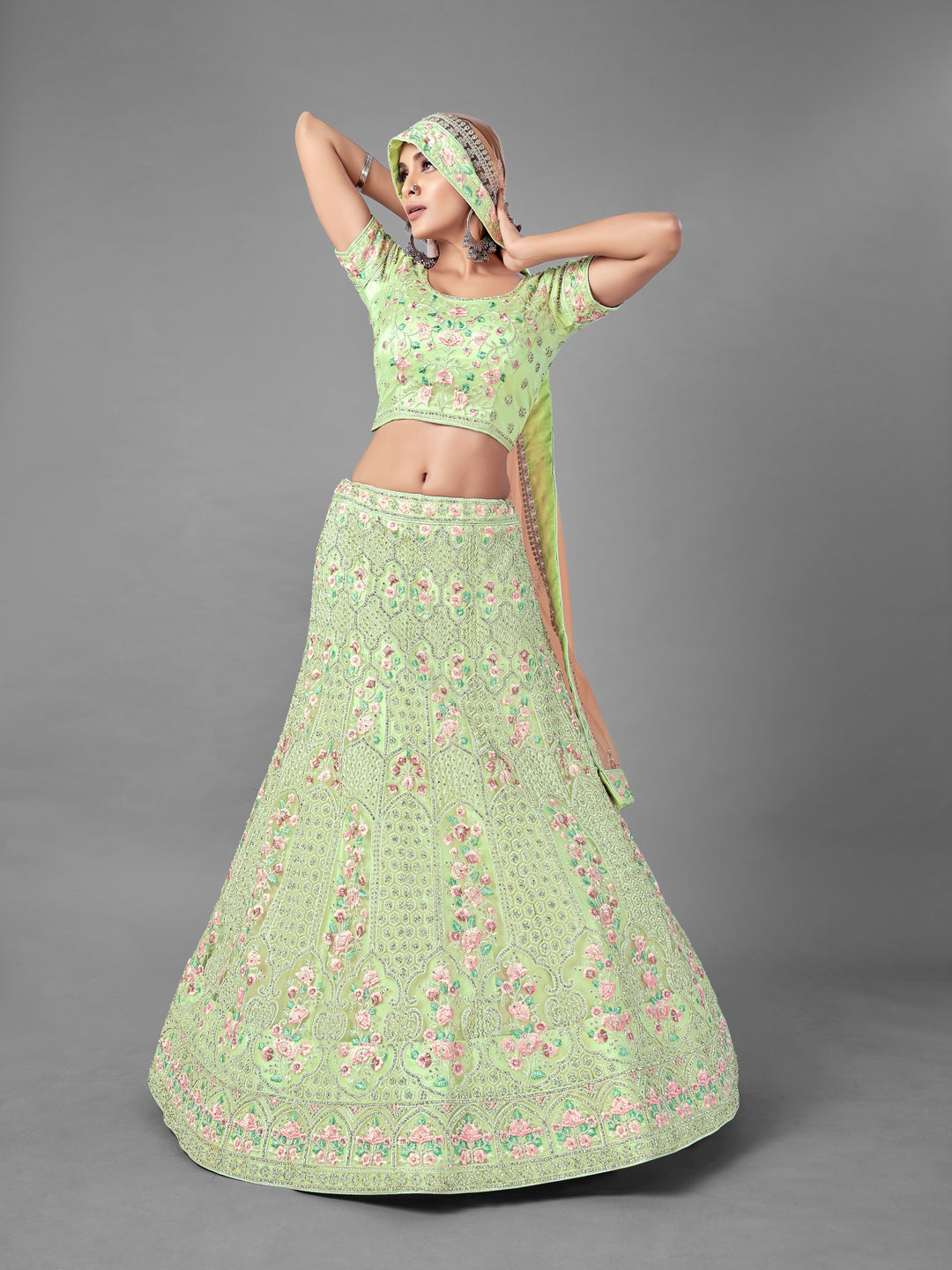 Bridal Soft Net Lehenga Choli | Intricate Dori & Zarkan Work Set