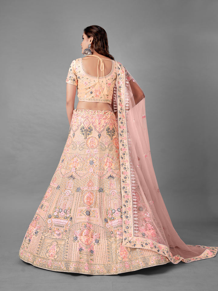 Peach Lehenga for Women | Elegant Net Wedding & Party Wear Set