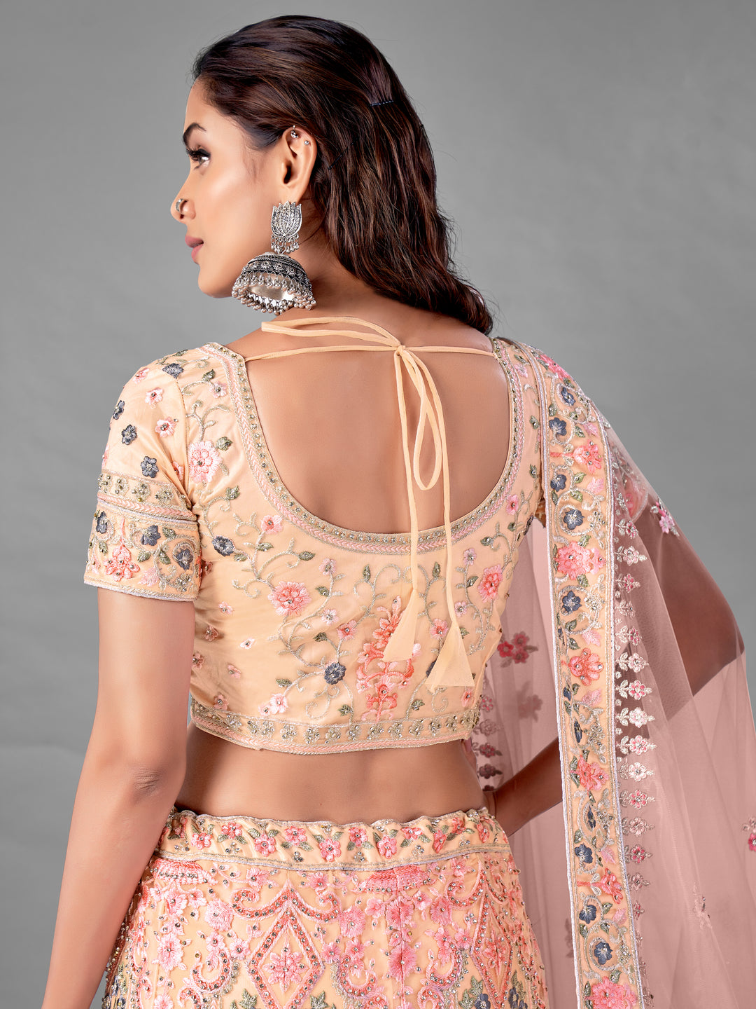 Peach Lehenga for Women | Elegant Net Wedding & Party Wear Set