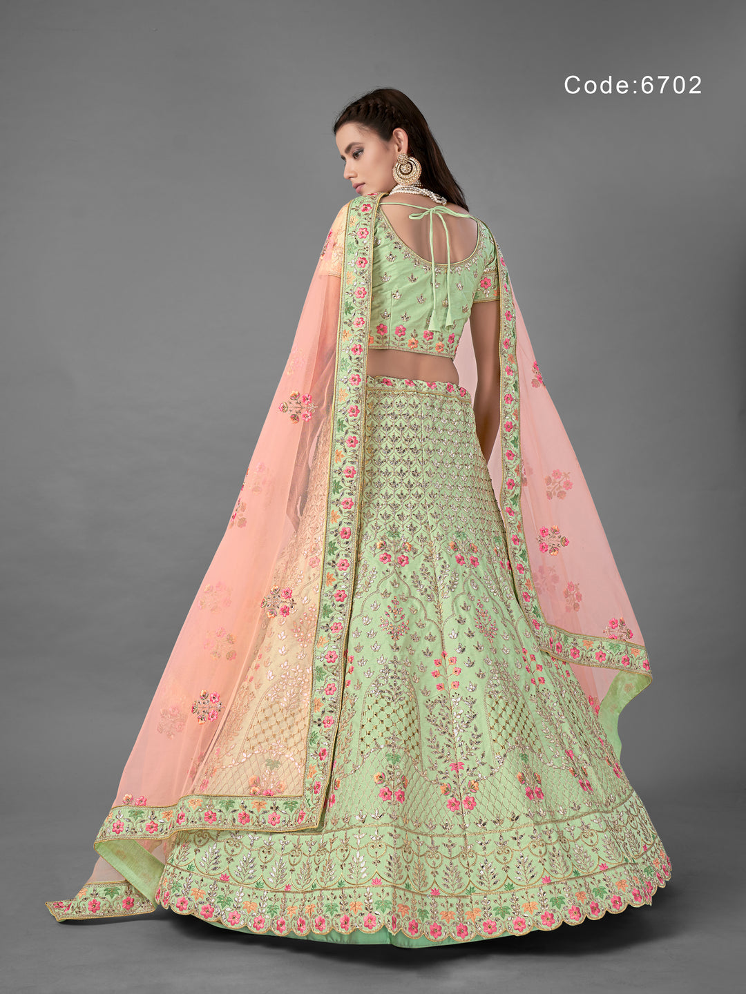 Pista Green Art Silk Lehenga Choli | Traditional Wedding Lehenga Set