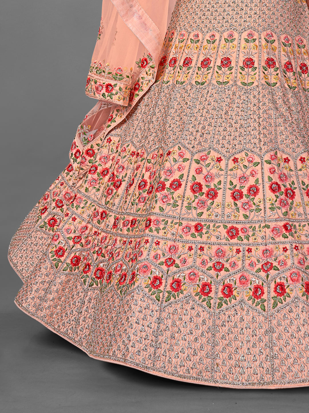 Peach Lehenga Choli Set | Traditional Indian Lehenga for Women