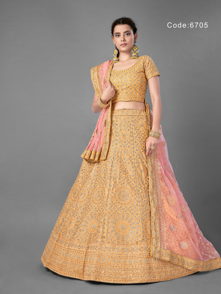 Art Silk Bridal Lehenga Choli | Traditional Indian Wedding Wear