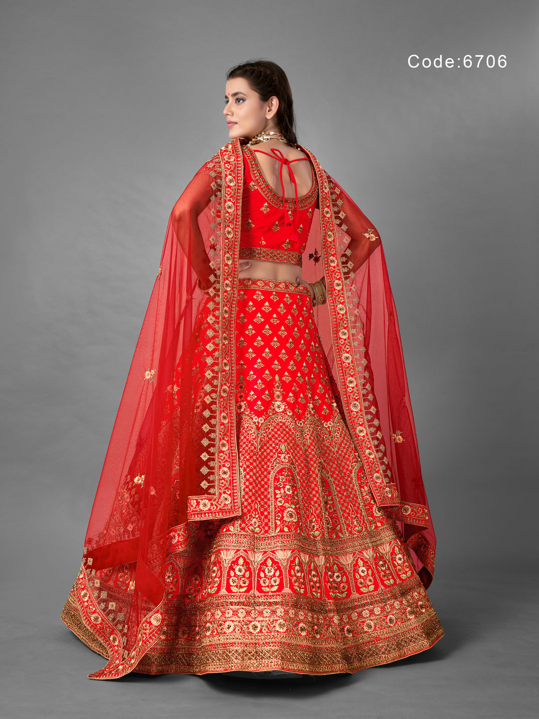 Satin Bridal Lehenga Choli | Traditional Indian Wedding Outfit