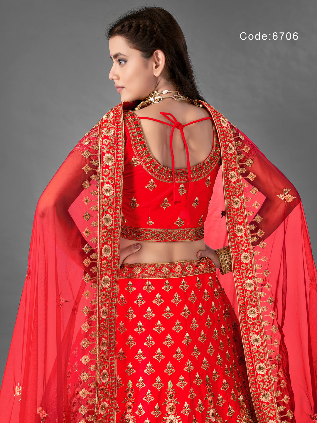 Satin Bridal Lehenga Choli | Traditional Indian Wedding Outfit