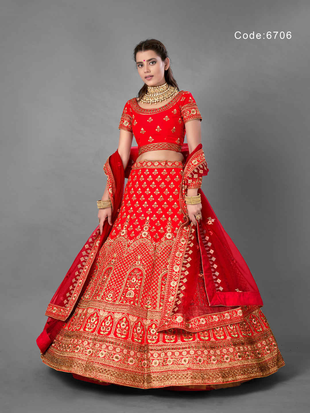 Satin Bridal Lehenga Choli | Traditional Indian Wedding Outfit